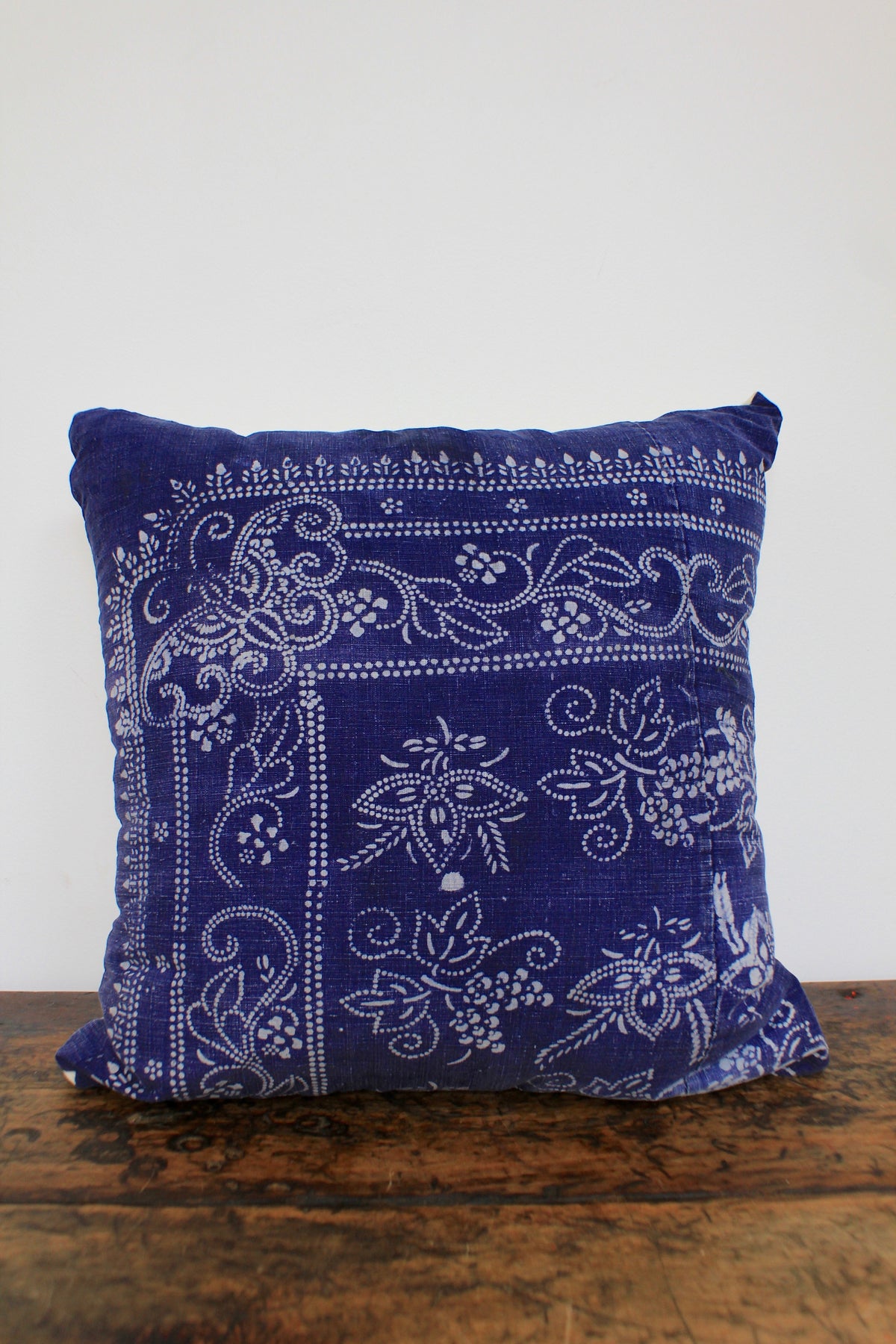 Diamonds and Rust "Vintage Indigo Batik Pillow: 20" - Diamonds & Rust
