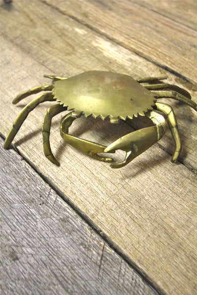 Vintage Brass Crab Ashtray