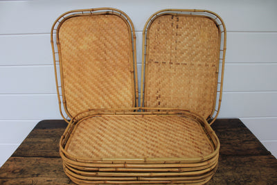 Vintage Bamboo Serving Trays - Diamonds & Rust