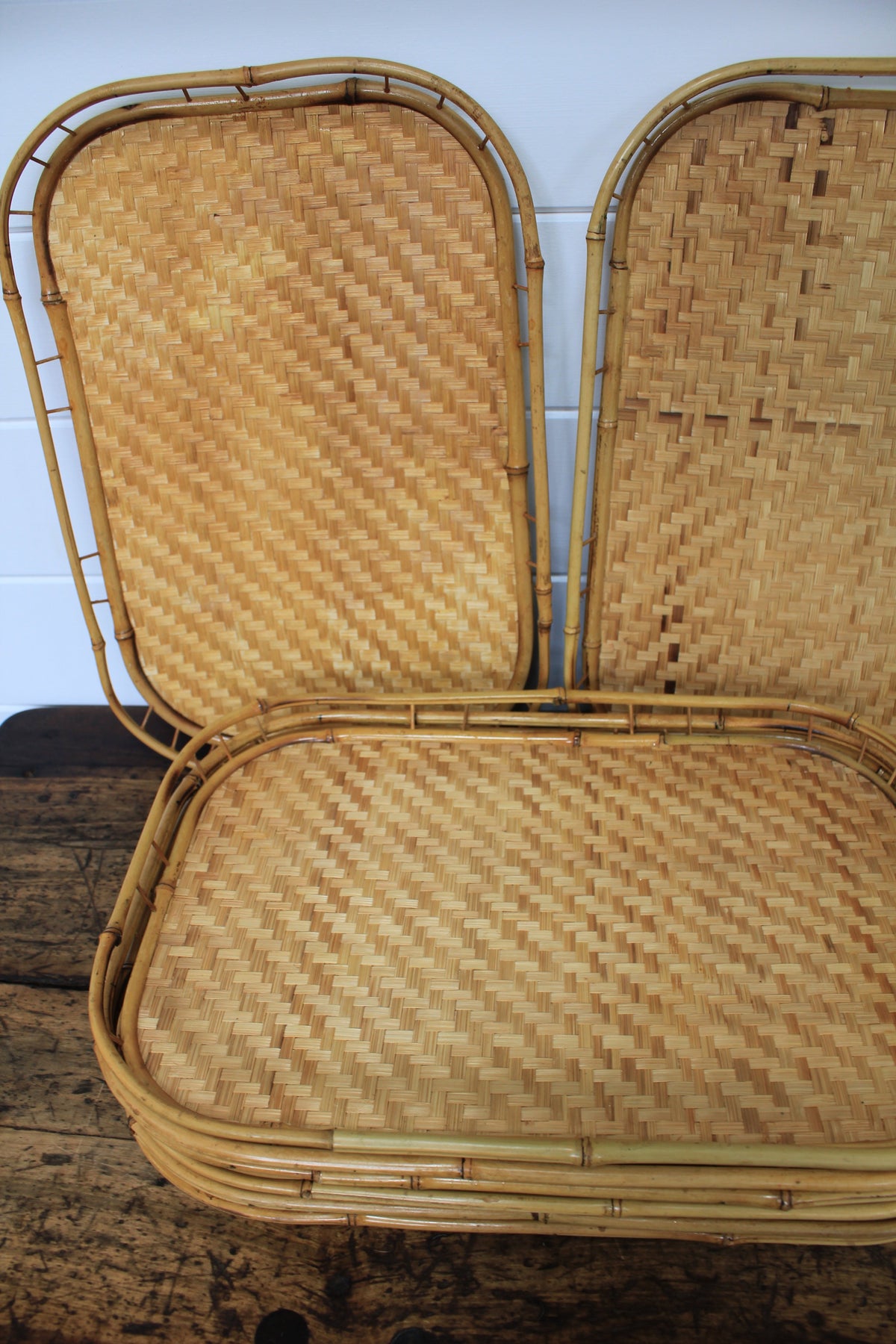 Vintage Bamboo Serving Trays - Diamonds & Rust