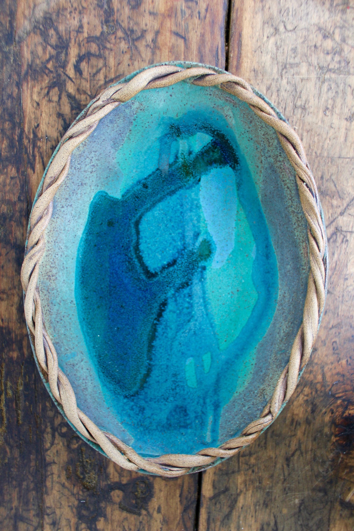 Handmade Ceramic Tray - Diamonds & Rust