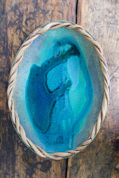 Handmade Ceramic Tray - Diamonds & Rust