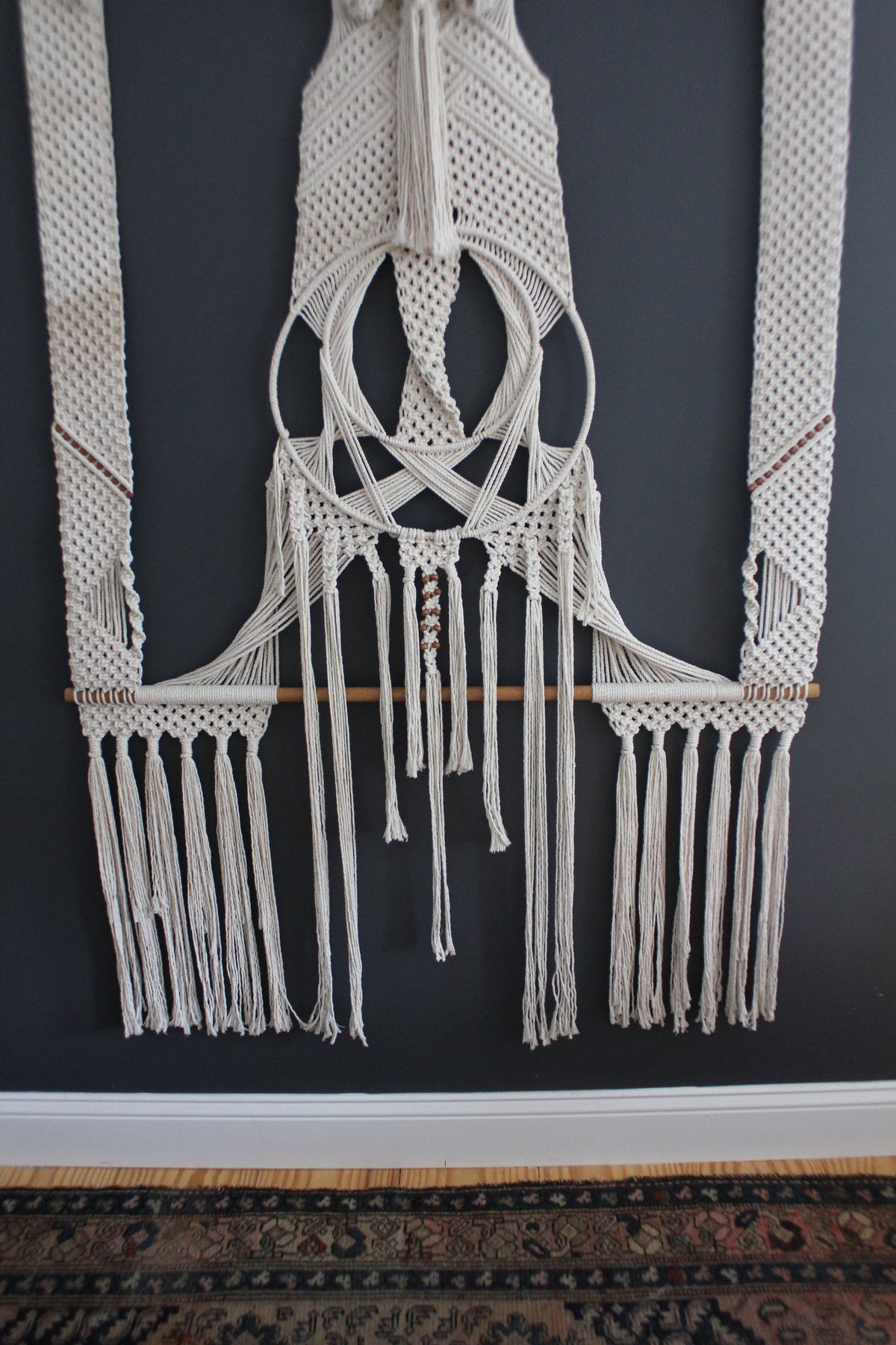 70s Macramé Wall Hanging - Diamonds & Rust
