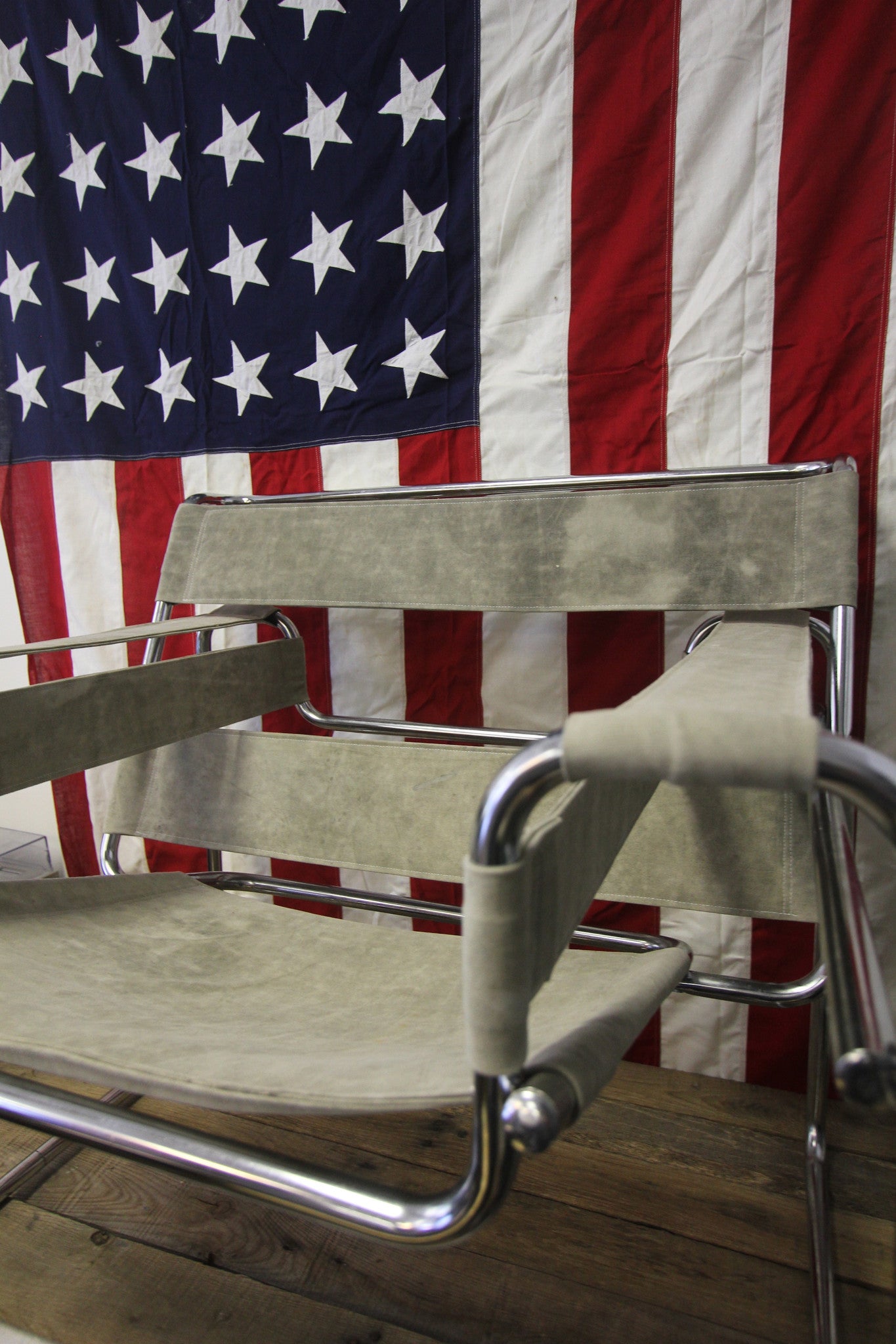 Wassily Chair Recovered in Salvaged Canvas