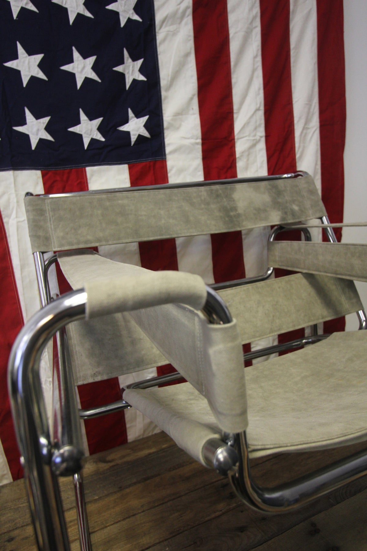 Wassily Chair Recovered in Salvaged Canvas