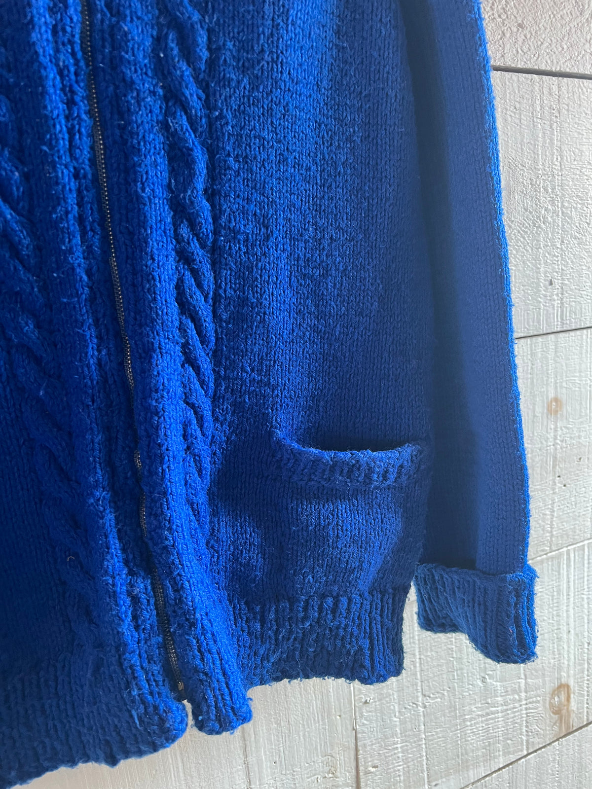 Vintage Hand Knit Cardigan Sweater - Blue
