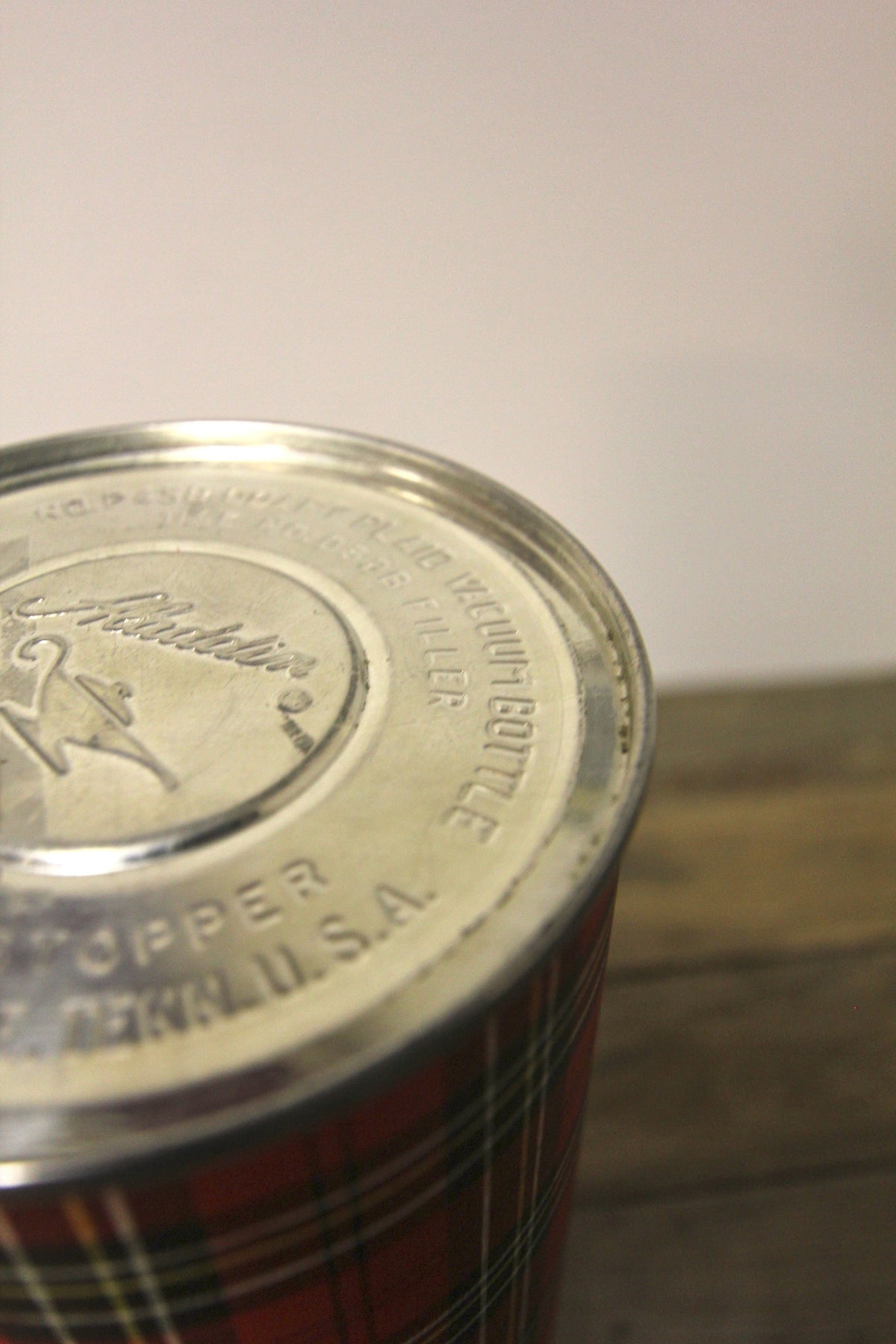 Vintage Black and Red Plaid Thermos