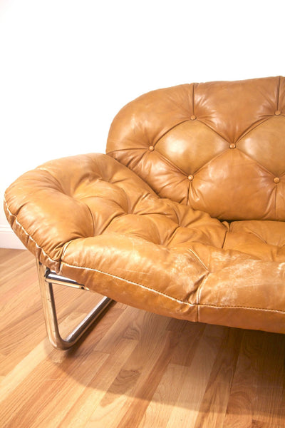 1970s Tufted Leather and Chrome Sofa - Diamonds & Rust