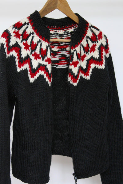 Vintage Hand Woven Sweater - Diamonds & Rust