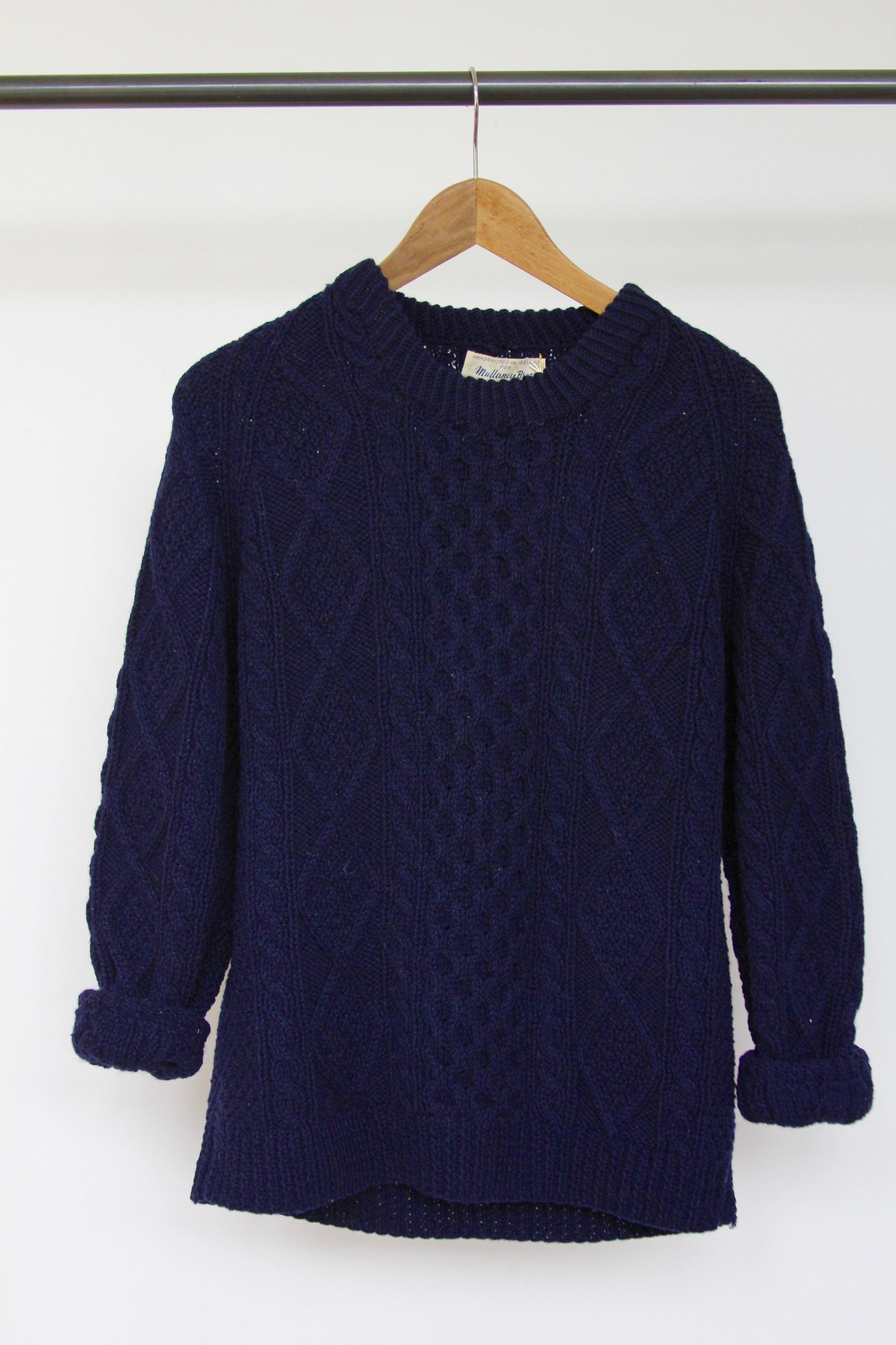 Navy Fishermen's Sweater - Diamonds & Rust 