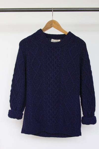 Navy Fishermen's Sweater - Diamonds & Rust