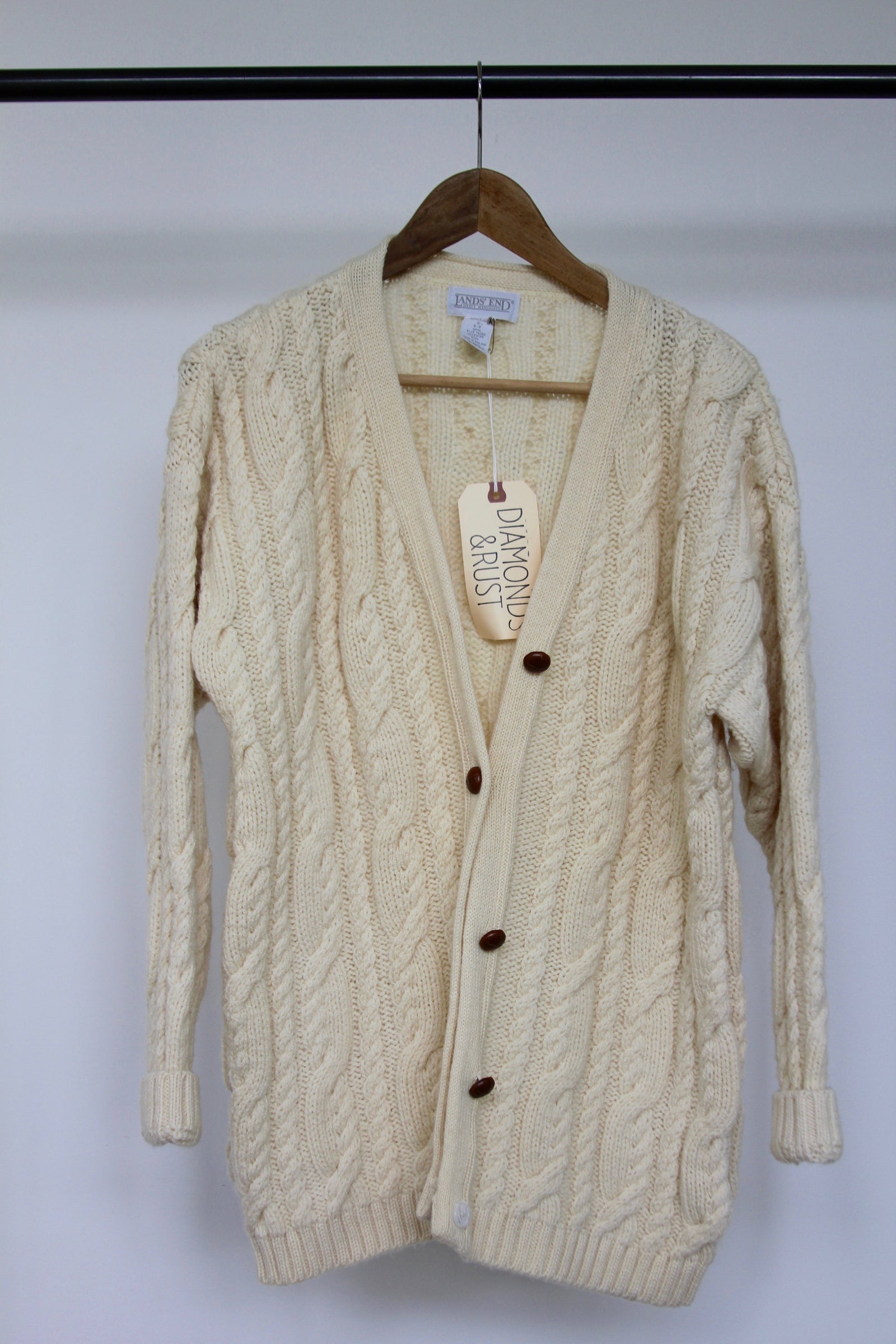 Vintage Fisherman's Sweater: Small - Diamonds & Rust 
