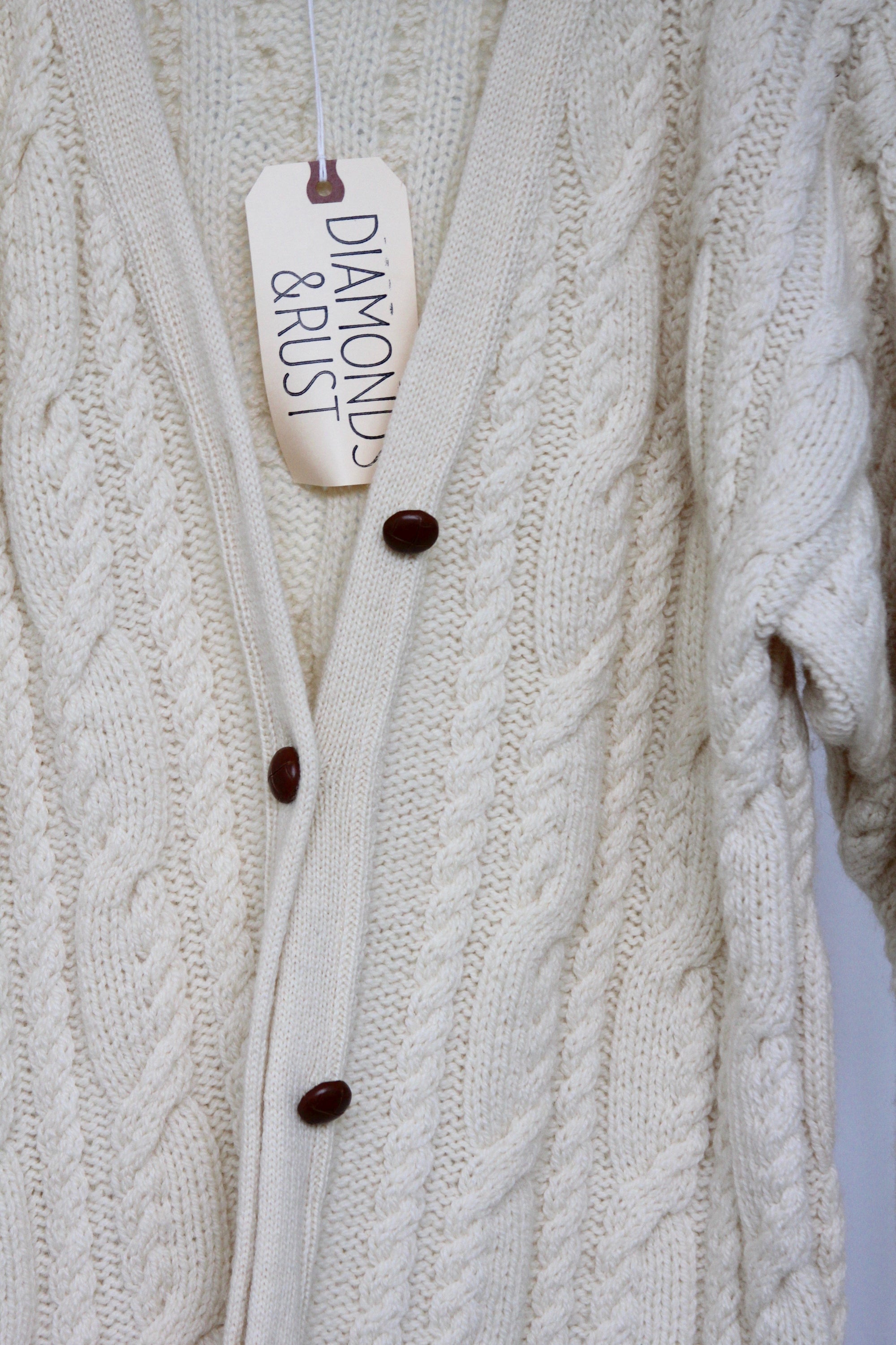 Vintage Fisherman's Sweater: Small - Diamonds & Rust