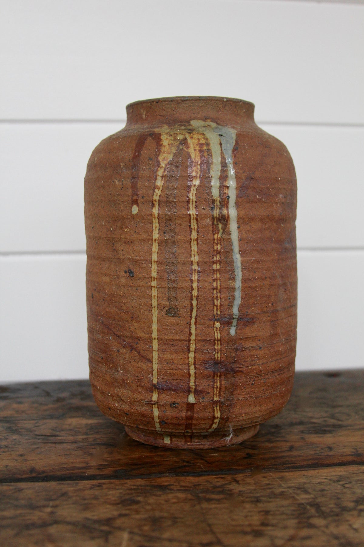 Vintage Handmade Ceramic Vase - Diamonds & Rust