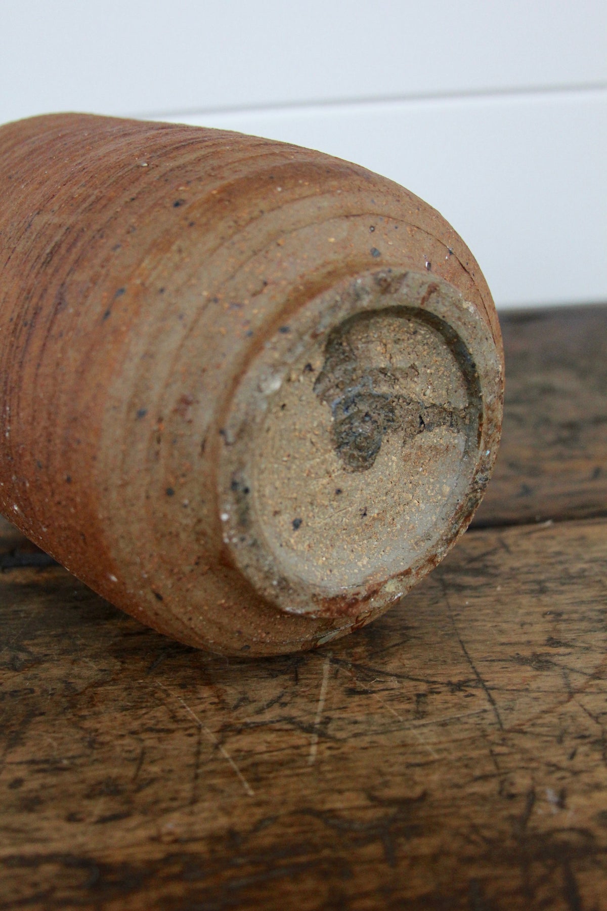 Vintage Handmade Ceramic Vase - Diamonds & Rust
