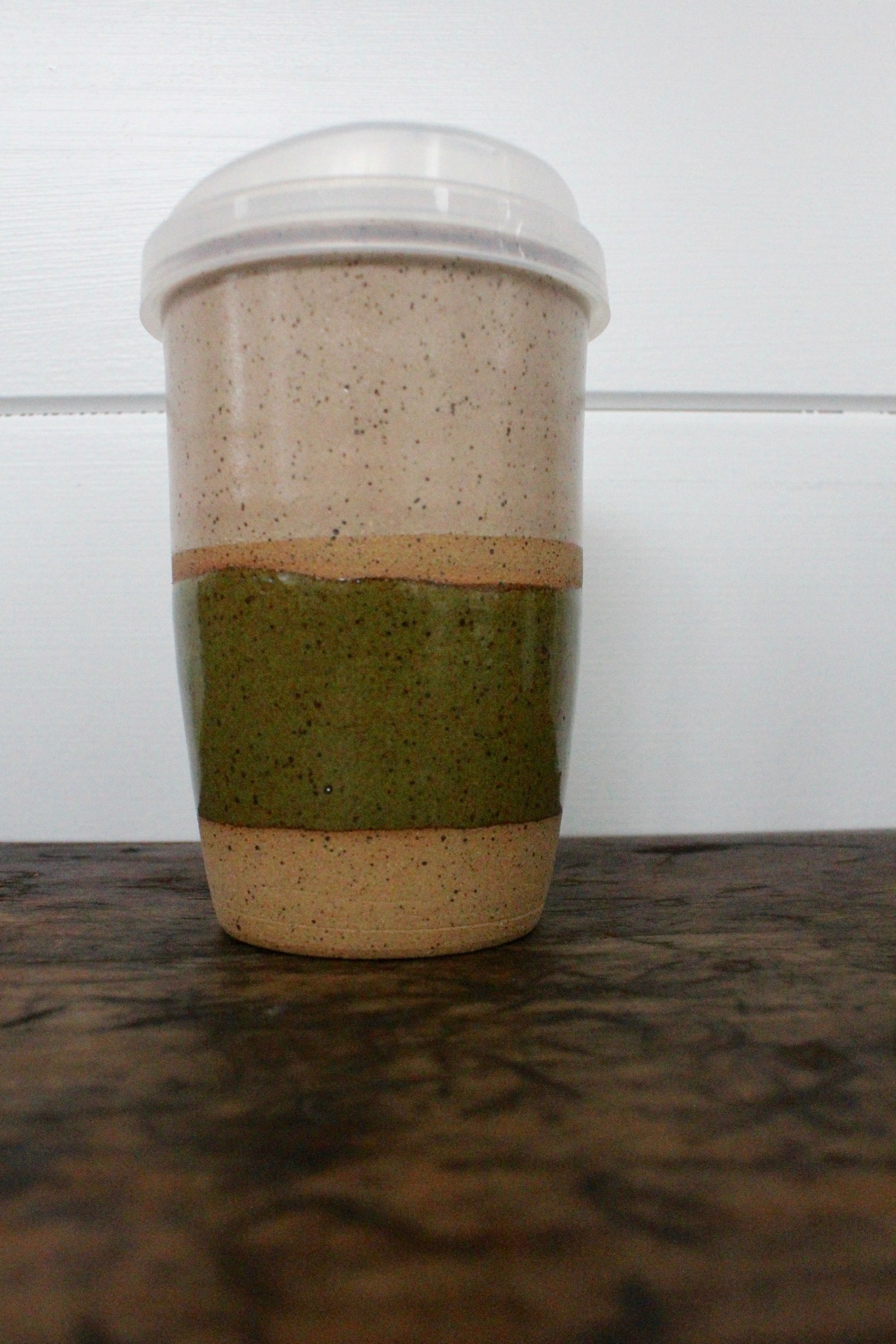 Carmiclay Ceramic To Go Mug - Dusty Rose & Olive - Diamonds & Rust 