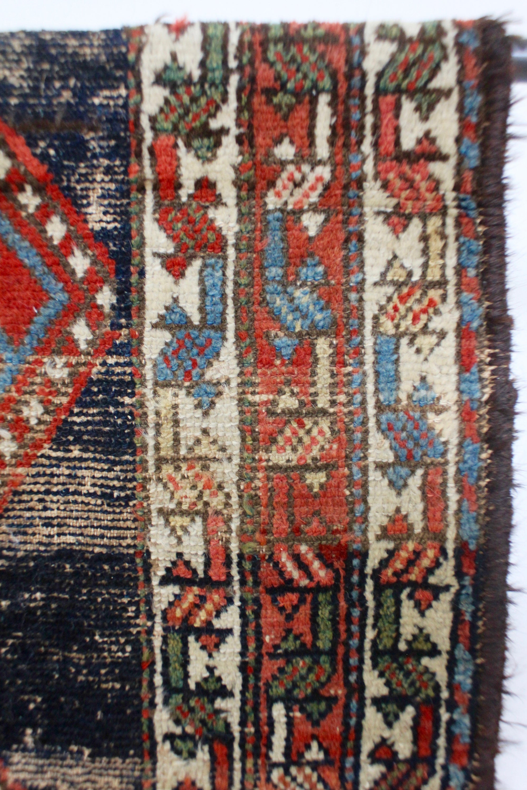 Vintage Rug - Navy & Red - Diamonds & Rust