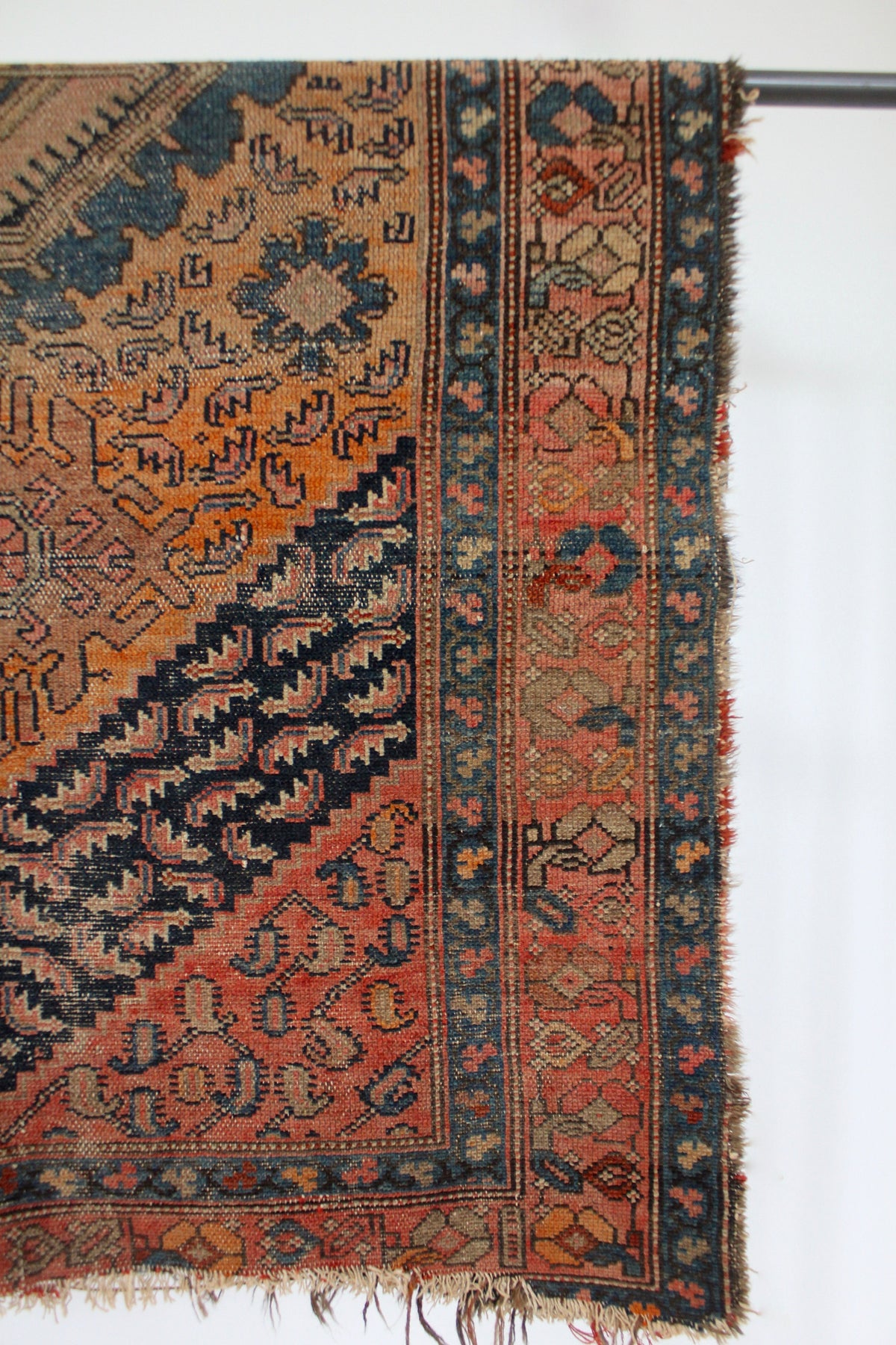 Vintage Rug: Pink & Orange - Diamonds & Rust