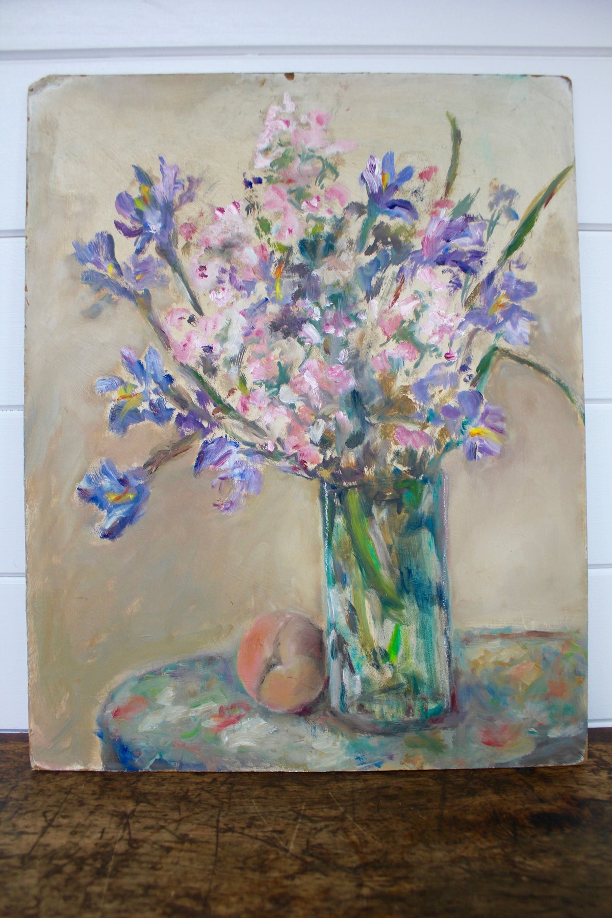 Vintage Iris & Cherry Blossoms Painting - Diamonds & Rust