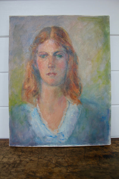 Vintage Portrait Painting - Diamonds & Rust