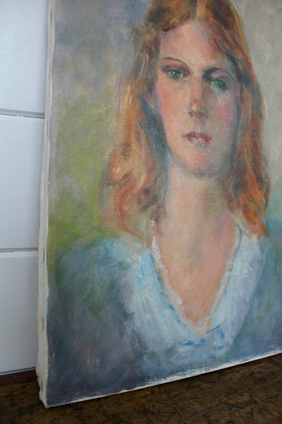 Vintage Portrait Painting - Diamonds & Rust