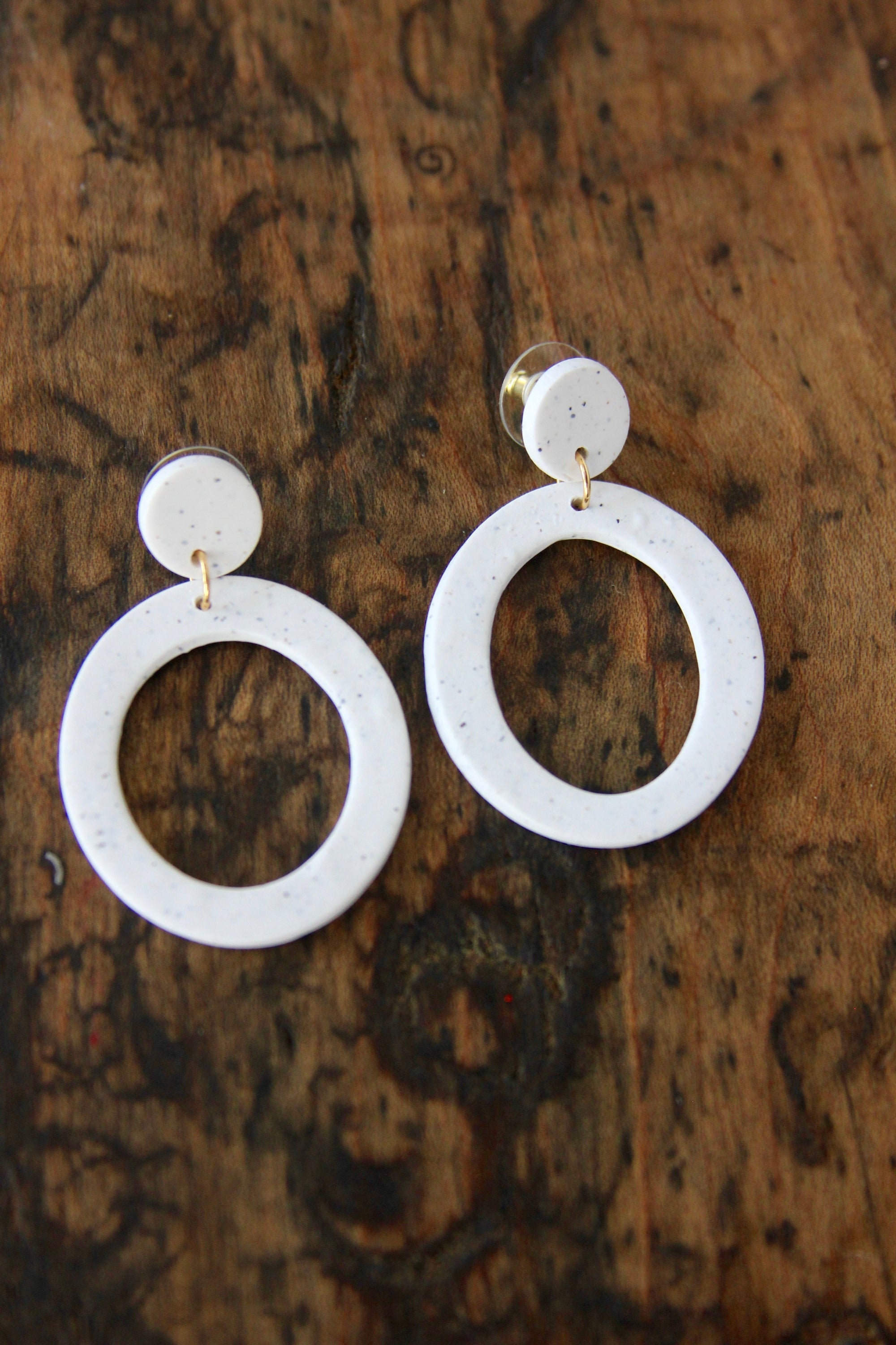 Moona Custom "Circle" Earrings - Diamonds & Rust 