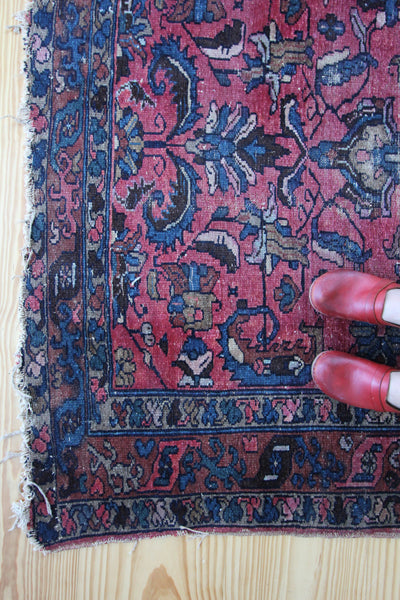 Vintage Rug: Pink & Blue - Diamonds & Rust