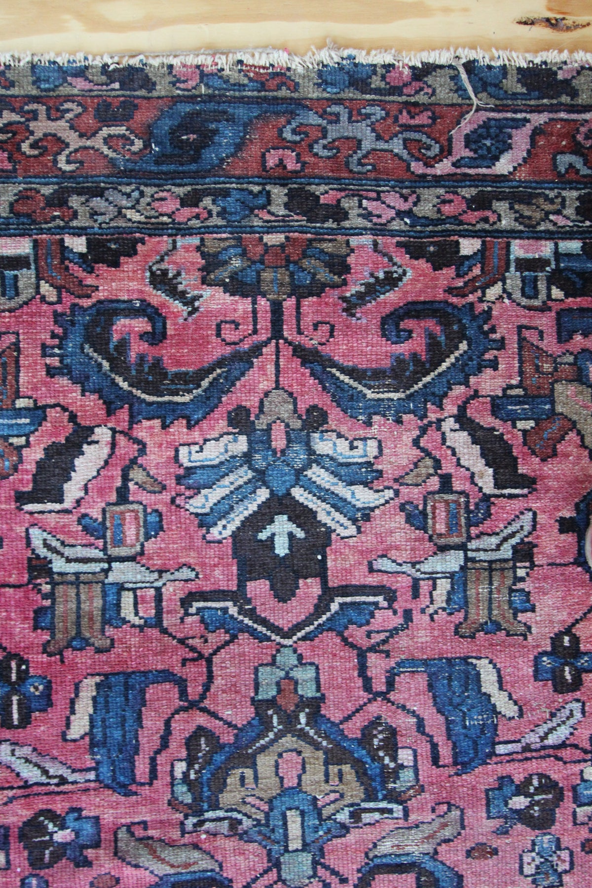 Vintage Rug: Pink & Blue - Diamonds & Rust