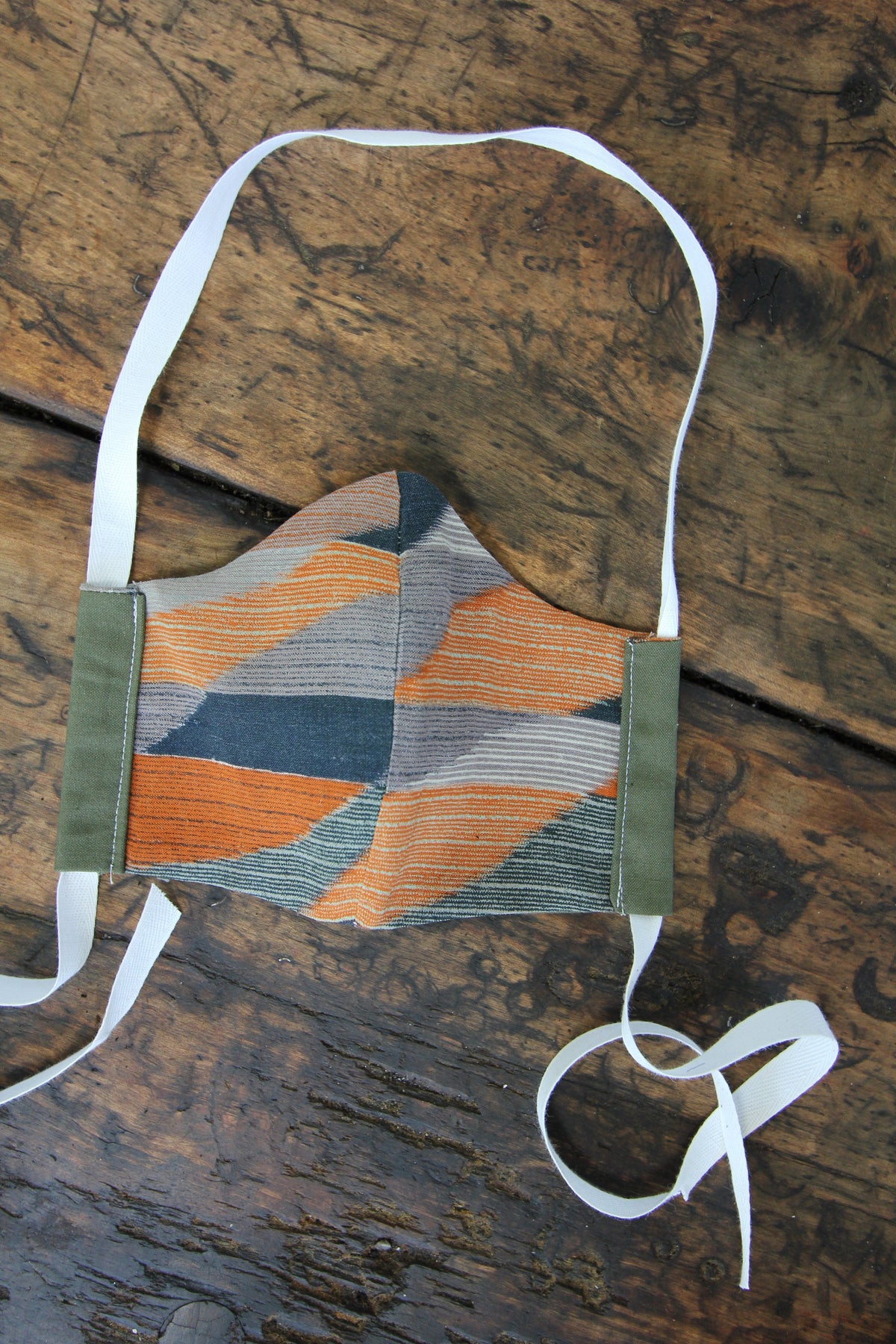 Army Green Face Mask - Geometric Print - Diamonds & Rust
