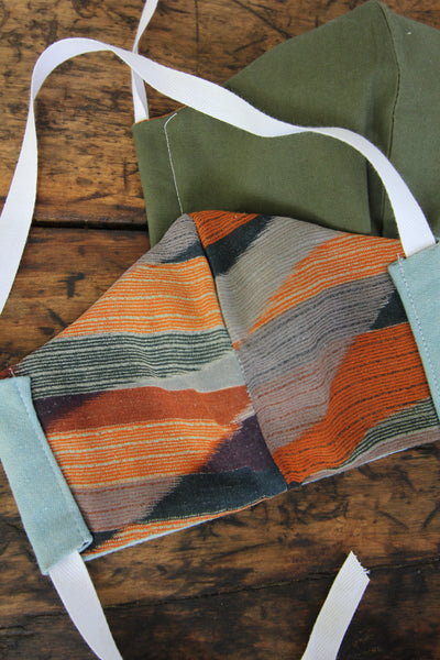 Army Green Face Mask - Geometric Print - Diamonds & Rust