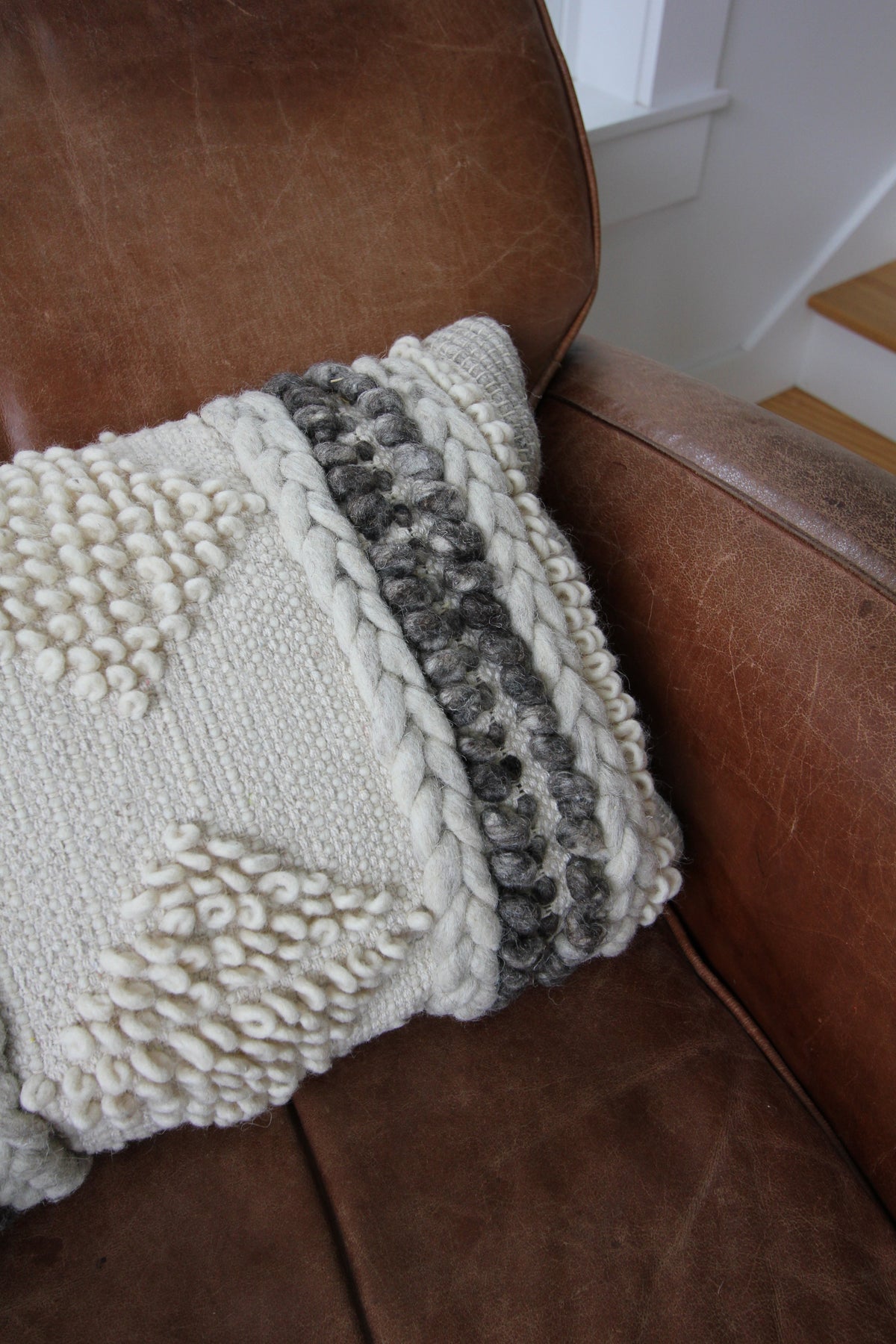Woven Wool Pillow - Diamonds & Rust