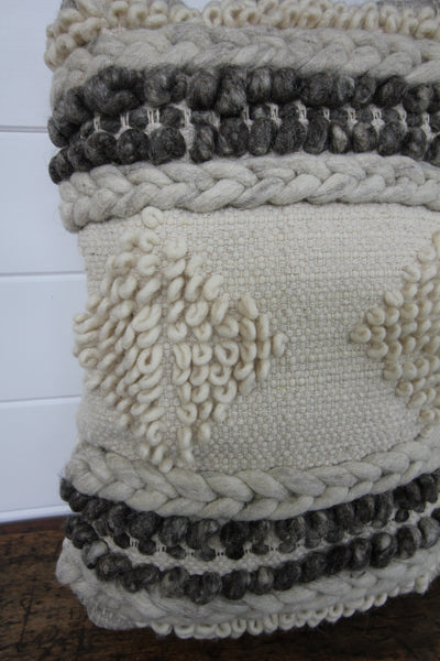 Woven Wool Pillow - Diamonds & Rust