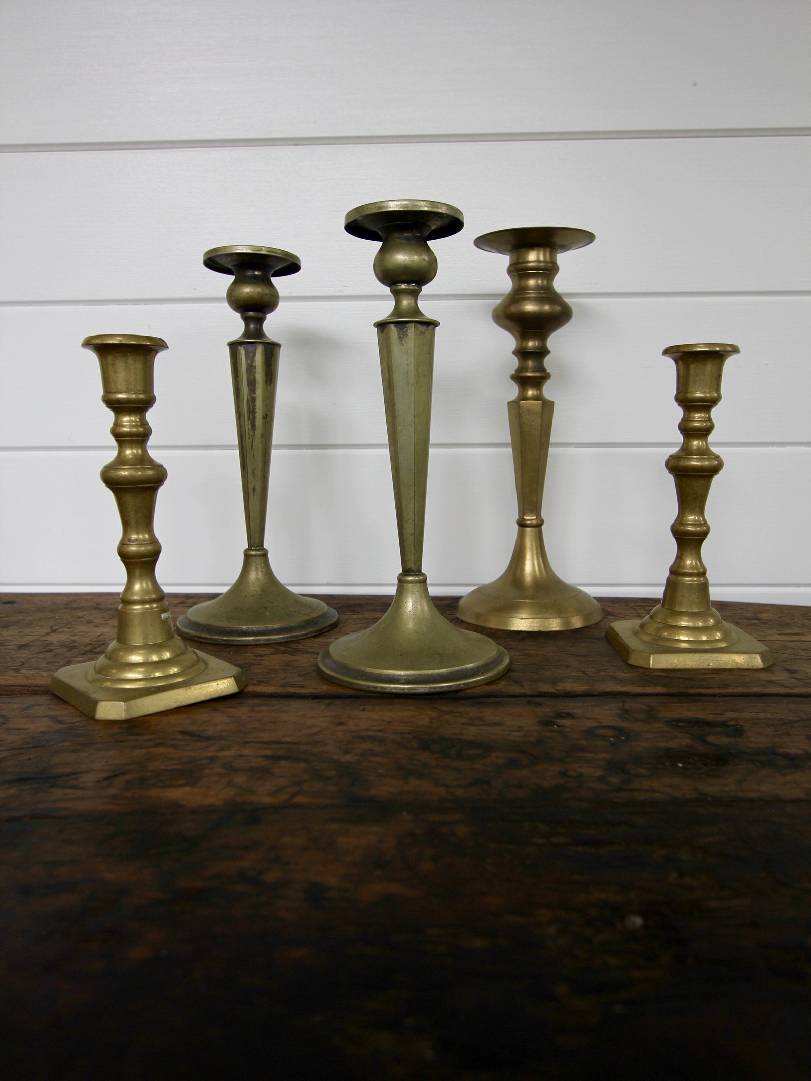 Brass Candle Holders - Diamonds & Rust 