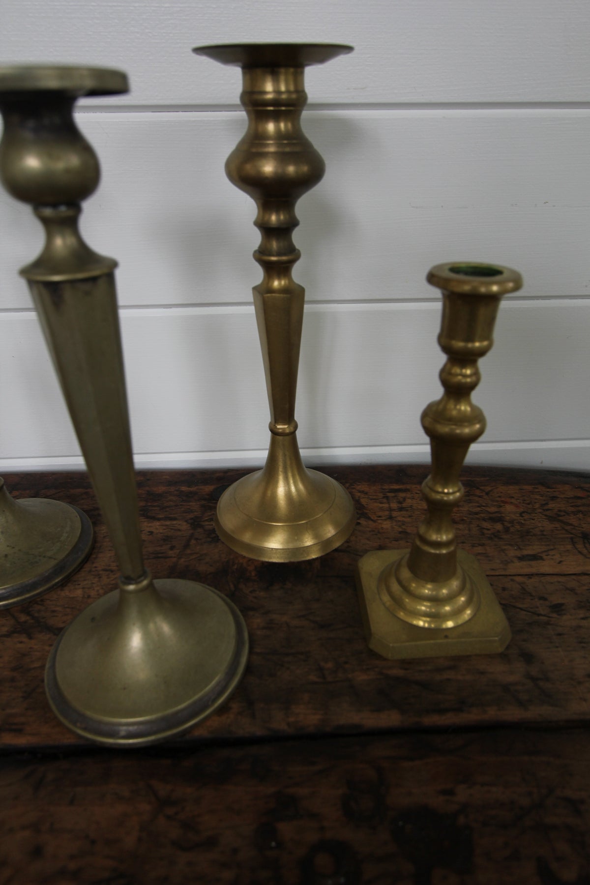 Brass Candle Holders - Diamonds & Rust