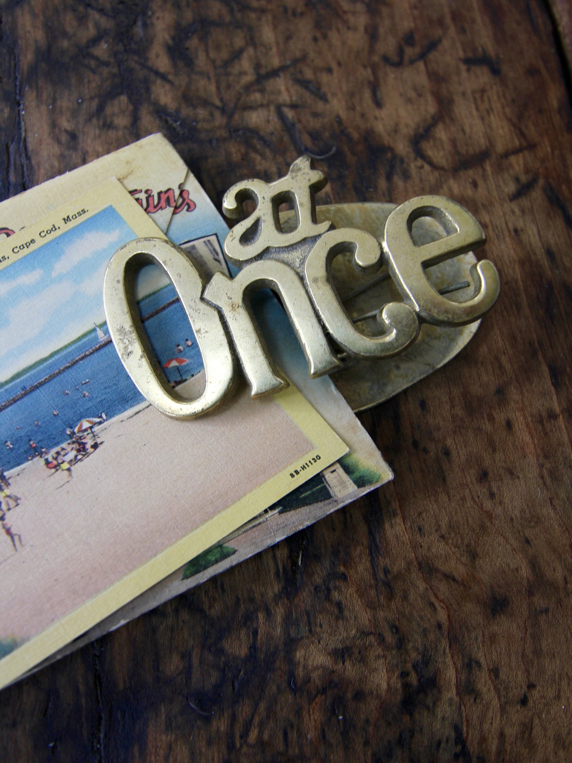 At Once Brass Clip - Diamonds & Rust