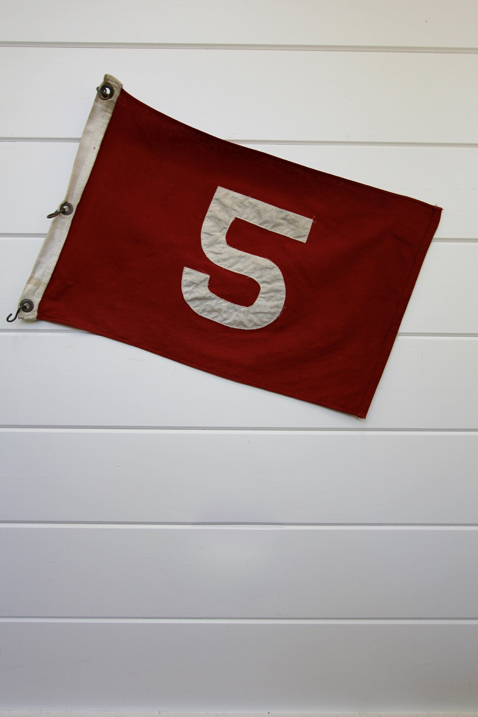 Vintage Red Number 5 Flag - Diamonds & Rust 