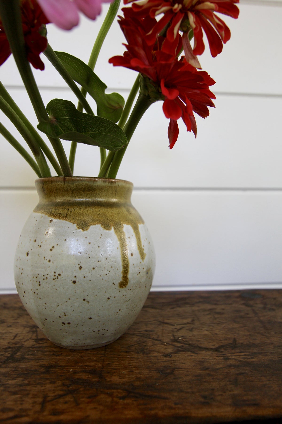 Handmade Ceramic Vase - Diamonds & Rust