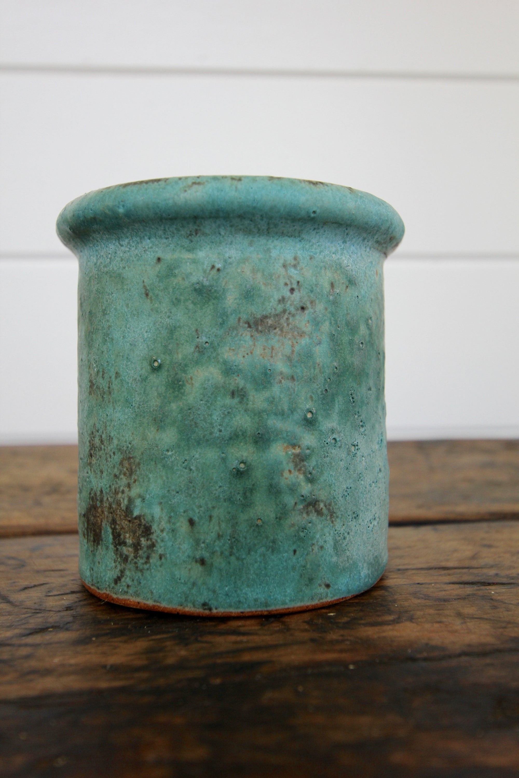 Handmade Ceramic Vase - Diamonds & Rust 