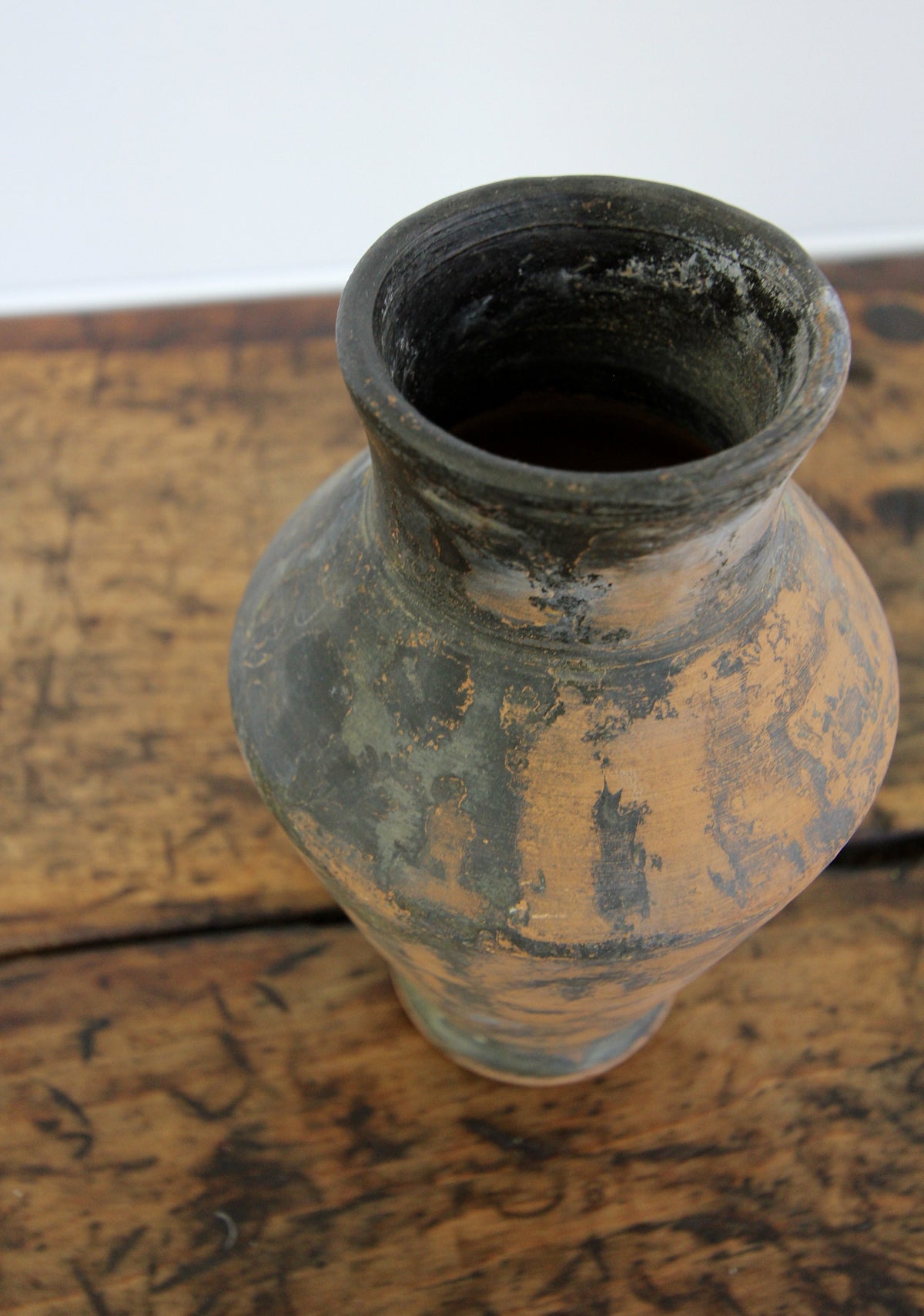 Vintage Ceramic Vase - Diamonds & Rust
