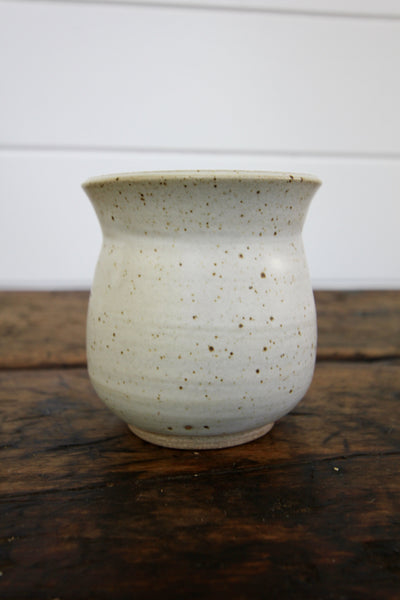 Handmade White Ceramic Vase - Diamonds & Rust
