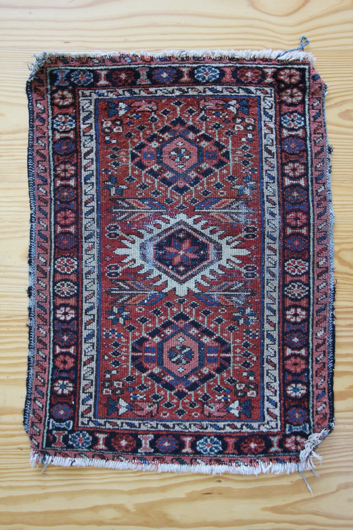 40s Persian Scatter Rug - Diamonds & Rust