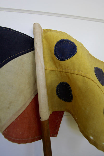 Vintage Handheld Signal Flag - Diamonds & Rust