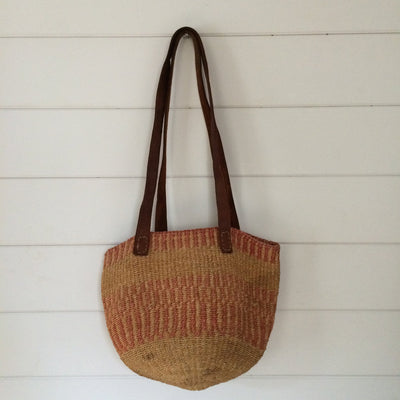 Vintage Woven Sisal Bag - Diamonds & Rust