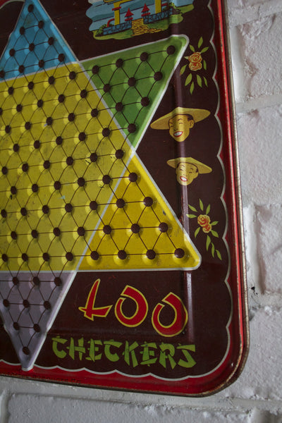 Vintage Chinese Checkers Board - Diamonds & Rust