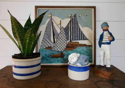 Framed Needle Point Sailboat Art