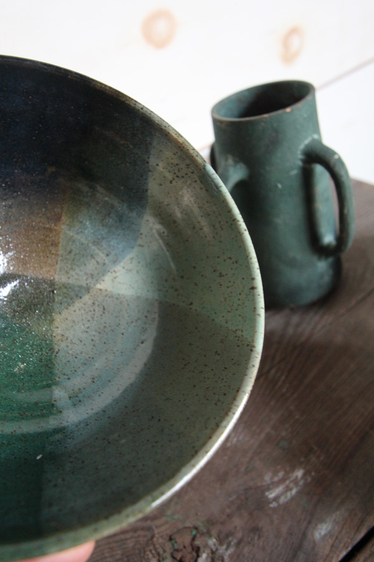 Handmade Ceramic Bowl - Greens