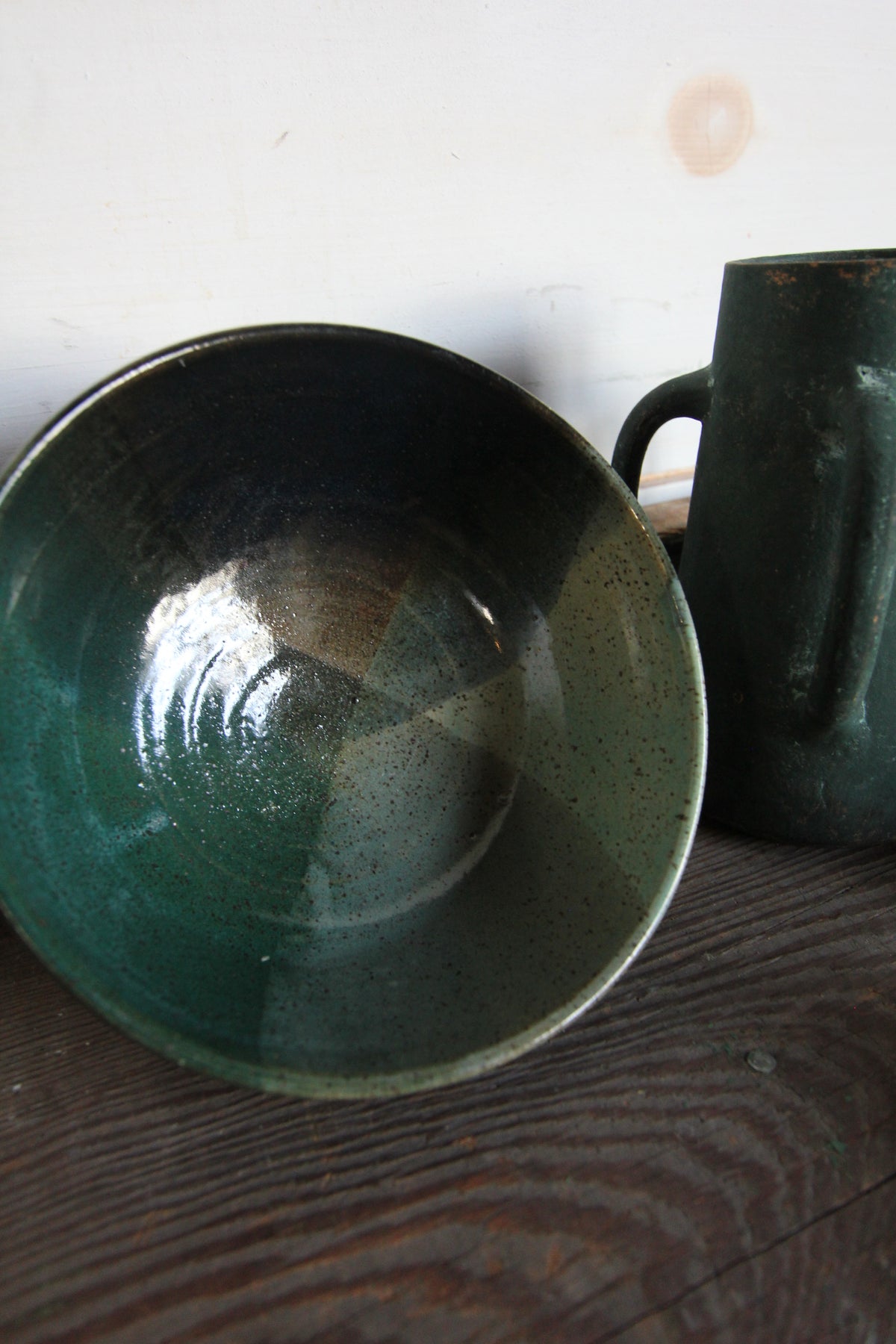 Handmade Ceramic Bowl - Greens