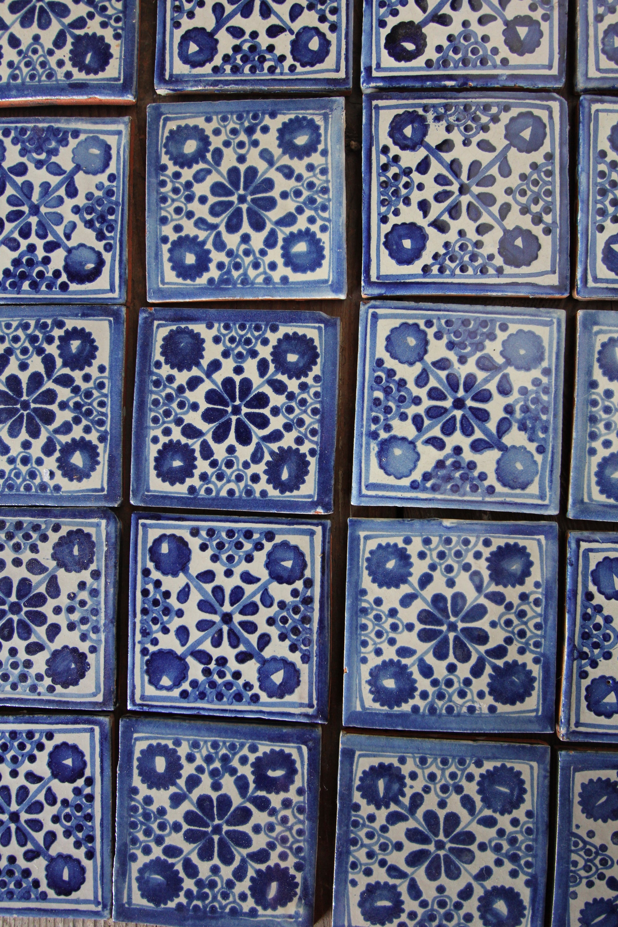 Vintage Terracotta Hand Painted Tiles