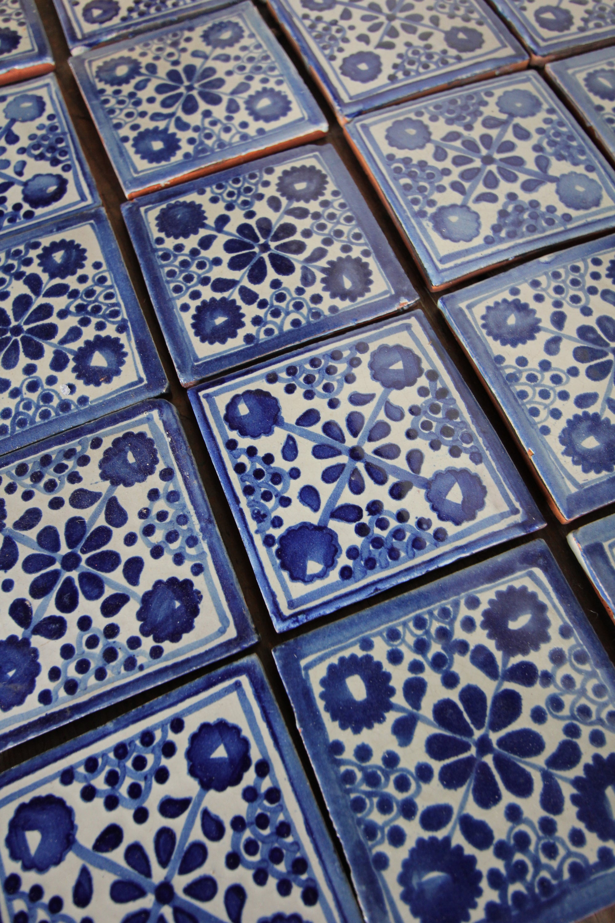 Vintage Terracotta Hand Painted Tiles