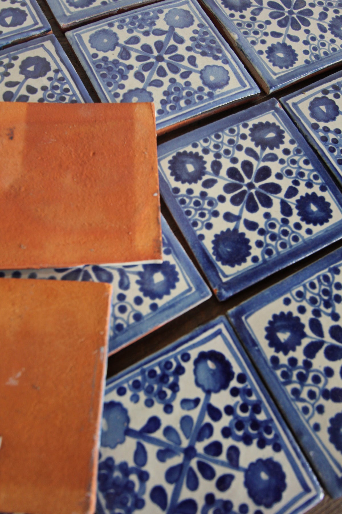 Vintage Terracotta Hand Painted Tiles